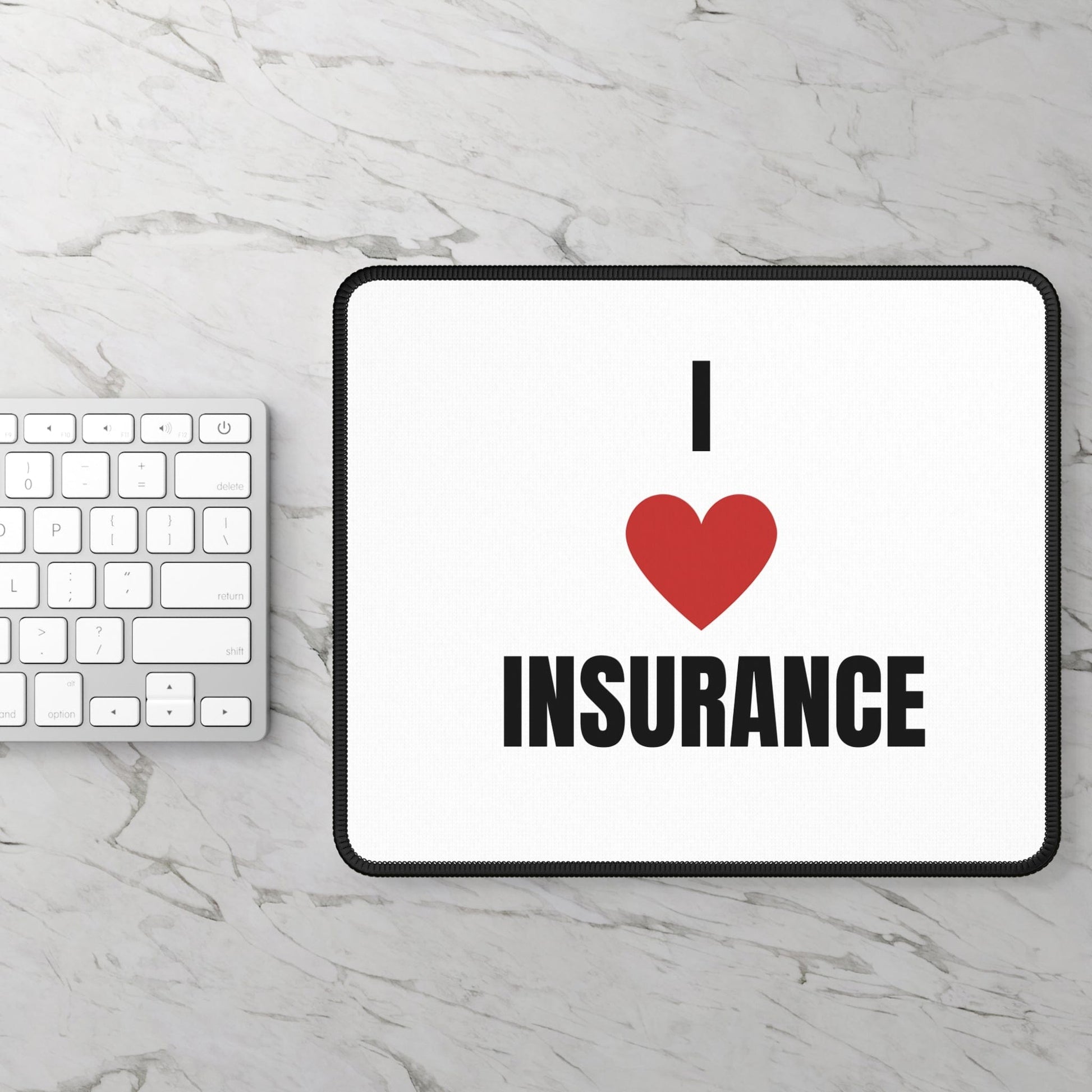 Printify Home Decor Rectangle / 9" × 7" I love insurance heavy duty office PC Mouse Pad