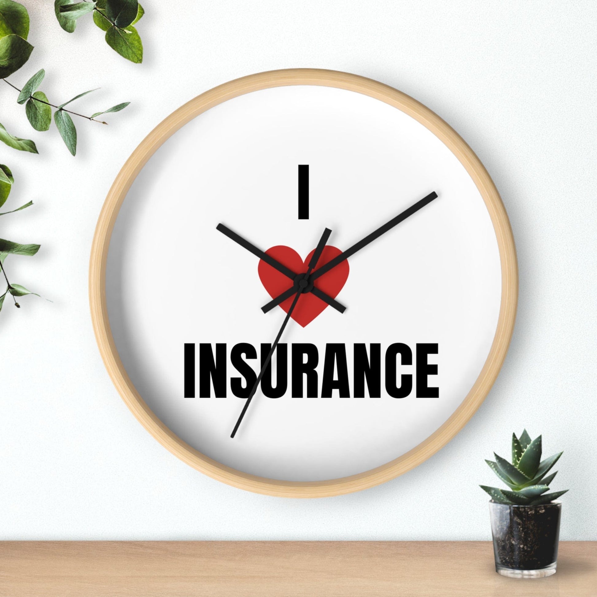 Printify Home Decor I Love Insurance Wall Clock - Unique Office Decor for Insurance Professionals