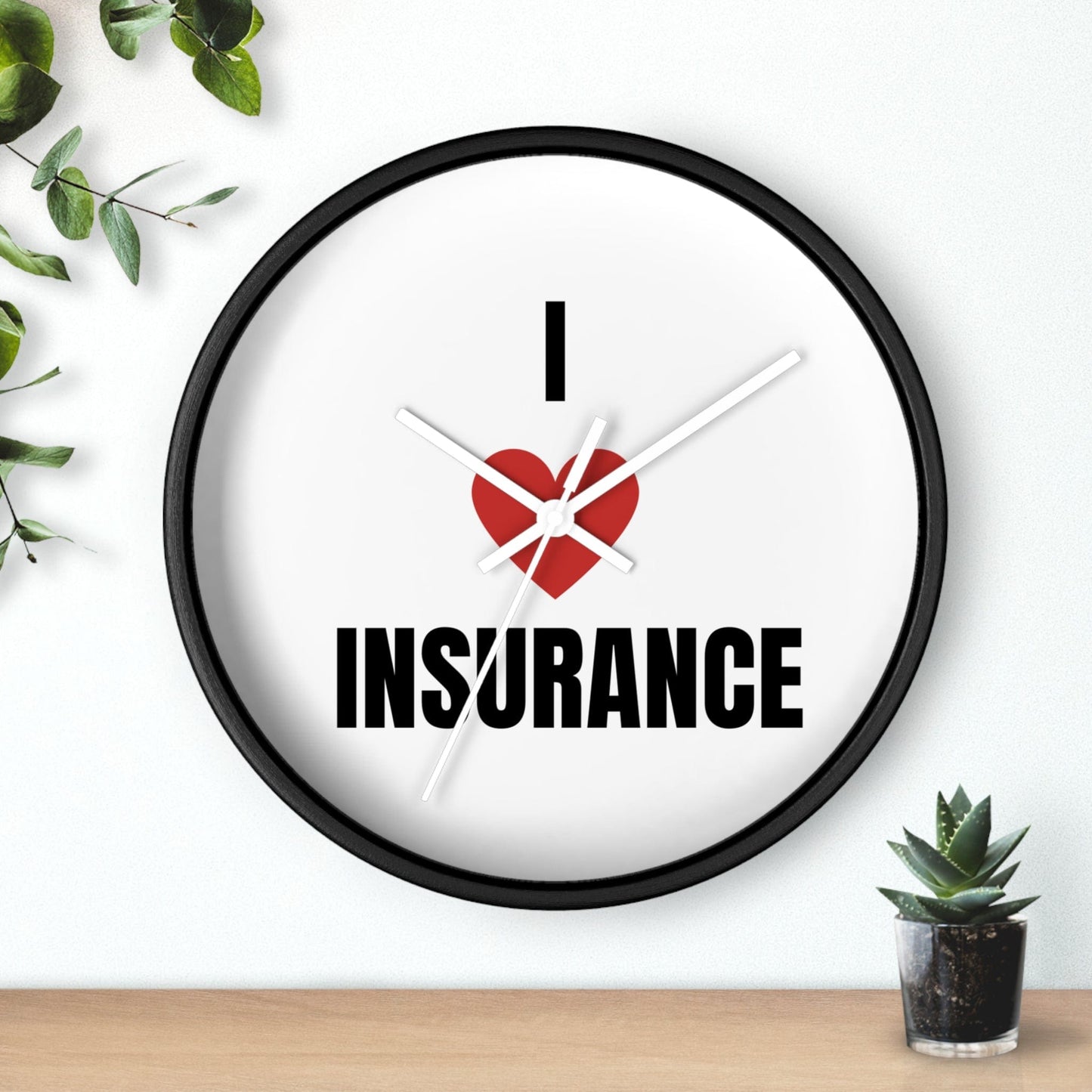 Printify Home Decor I Love Insurance Wall Clock - Unique Office Decor for Insurance Professionals