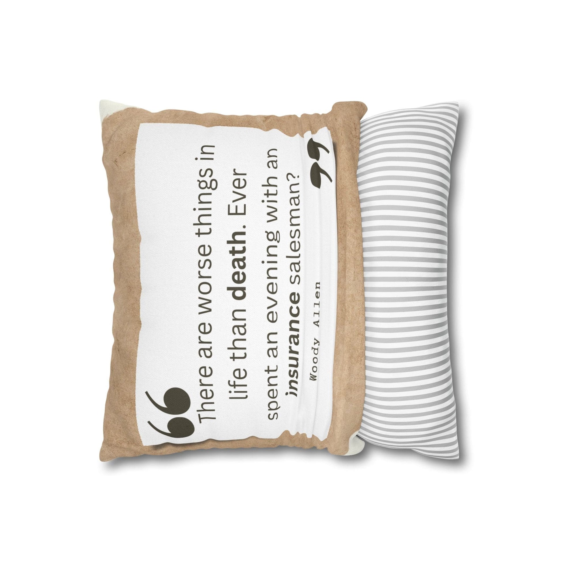 Printify Home Decor 14" × 14" Insurance Salesman worse than Death Funny Pillow Case Gift for insurance agents
