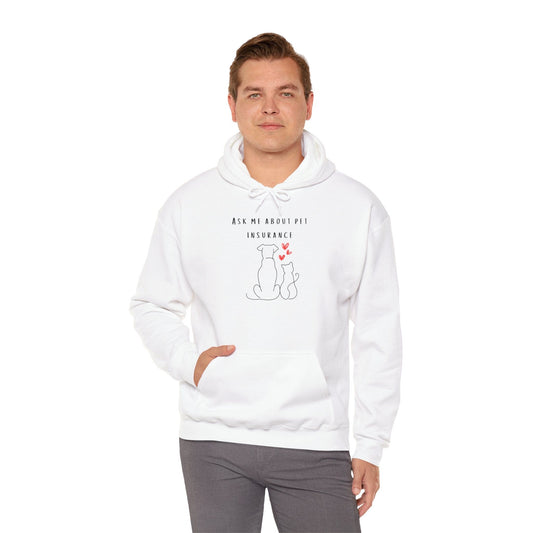 Printify Hoodie Ask Me About Pet Insurance Hoodie for insurance agents