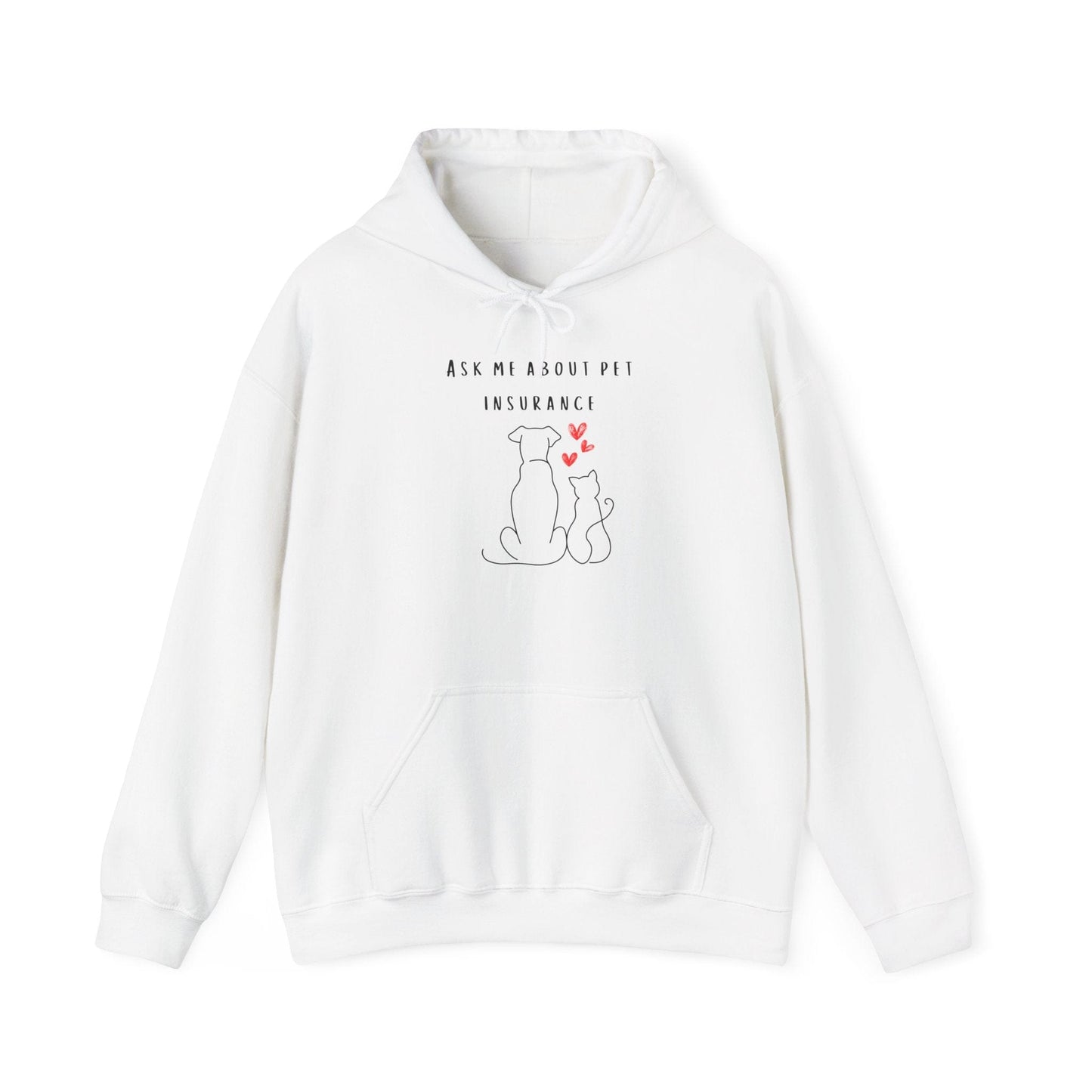Printify Hoodie S / White Ask Me About Pet Insurance Hoodie for insurance agents