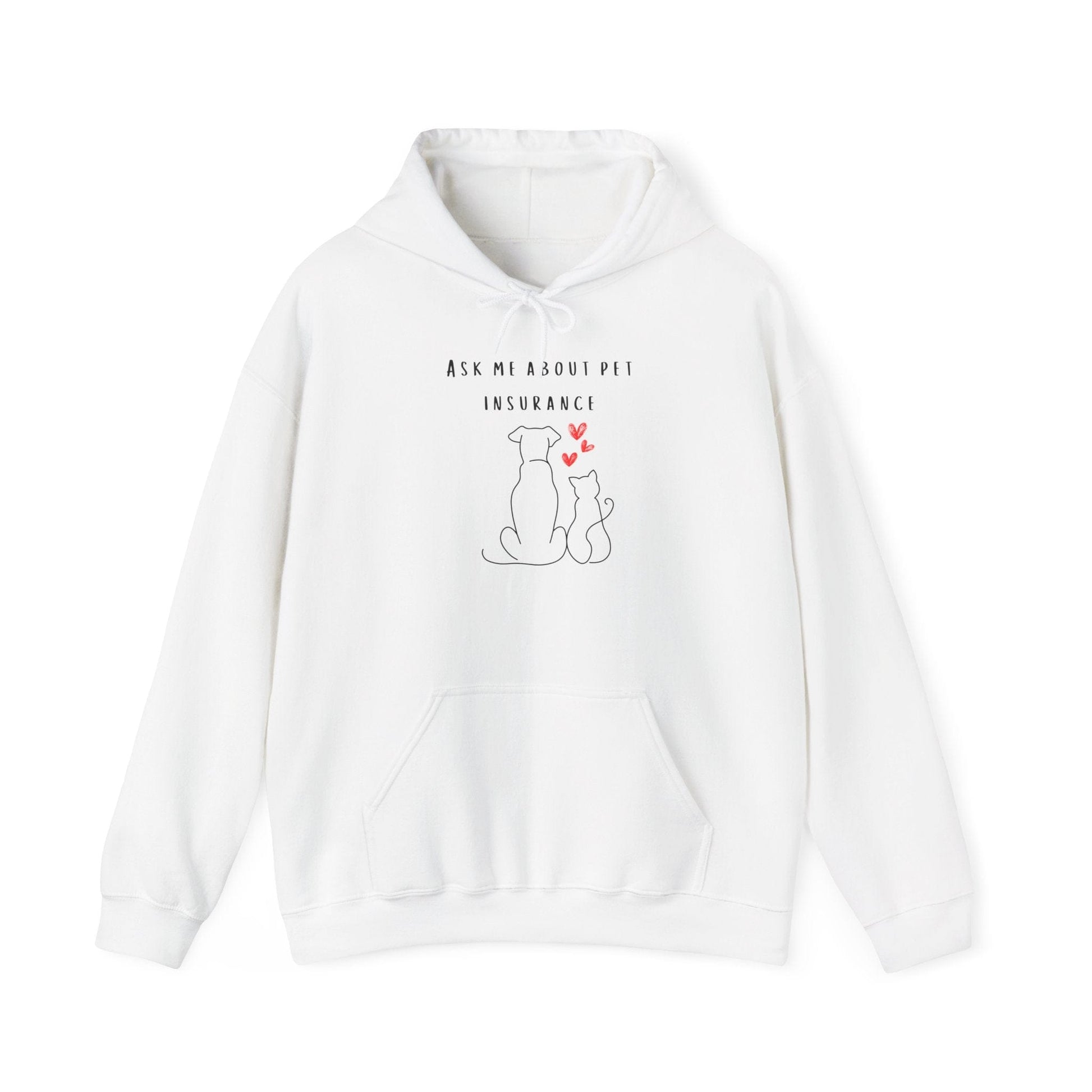 Printify Hoodie S / White Ask Me About Pet Insurance Hoodie for insurance agents