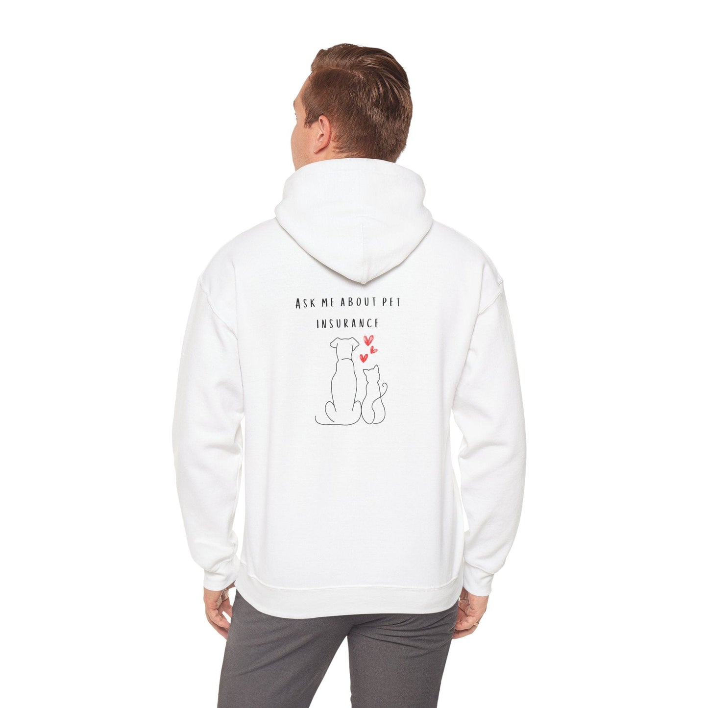 Printify Hoodie Ask Me About Pet Insurance Hoodie for insurance agents