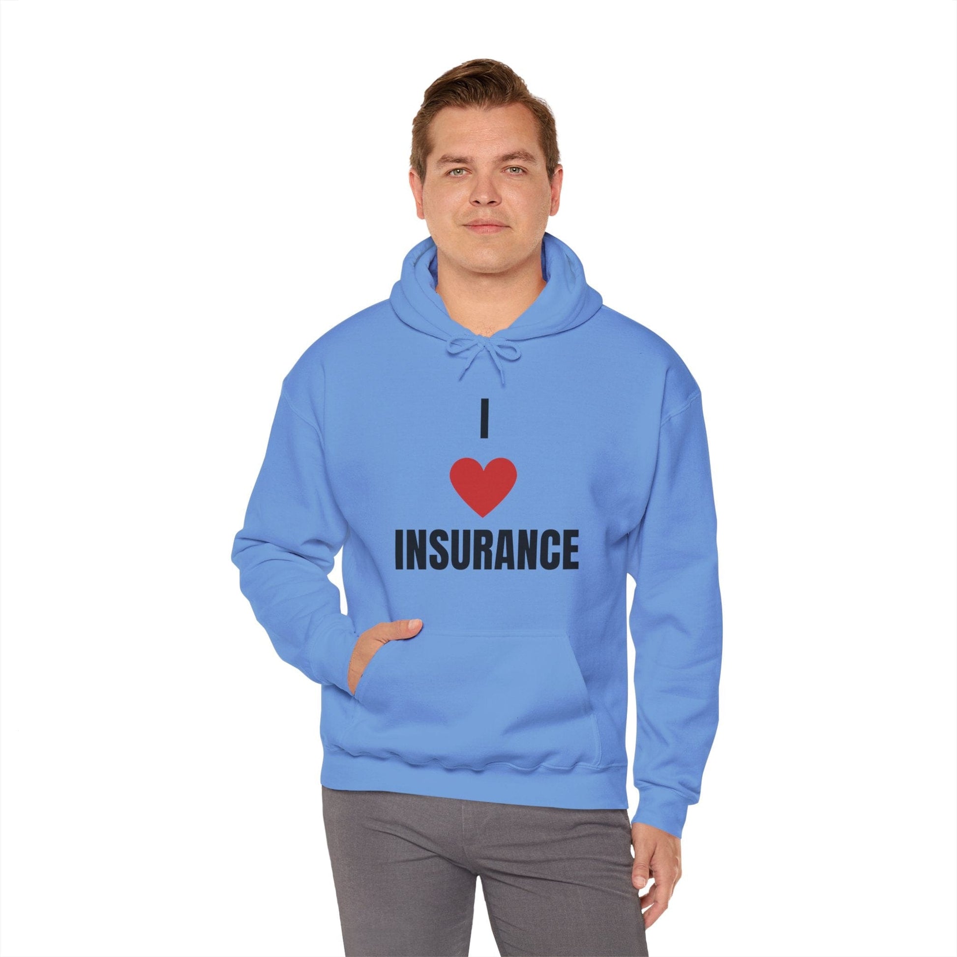 Printify Hoodie I love insurance hoodie for insurance agents, underwriters and claims adjusters
