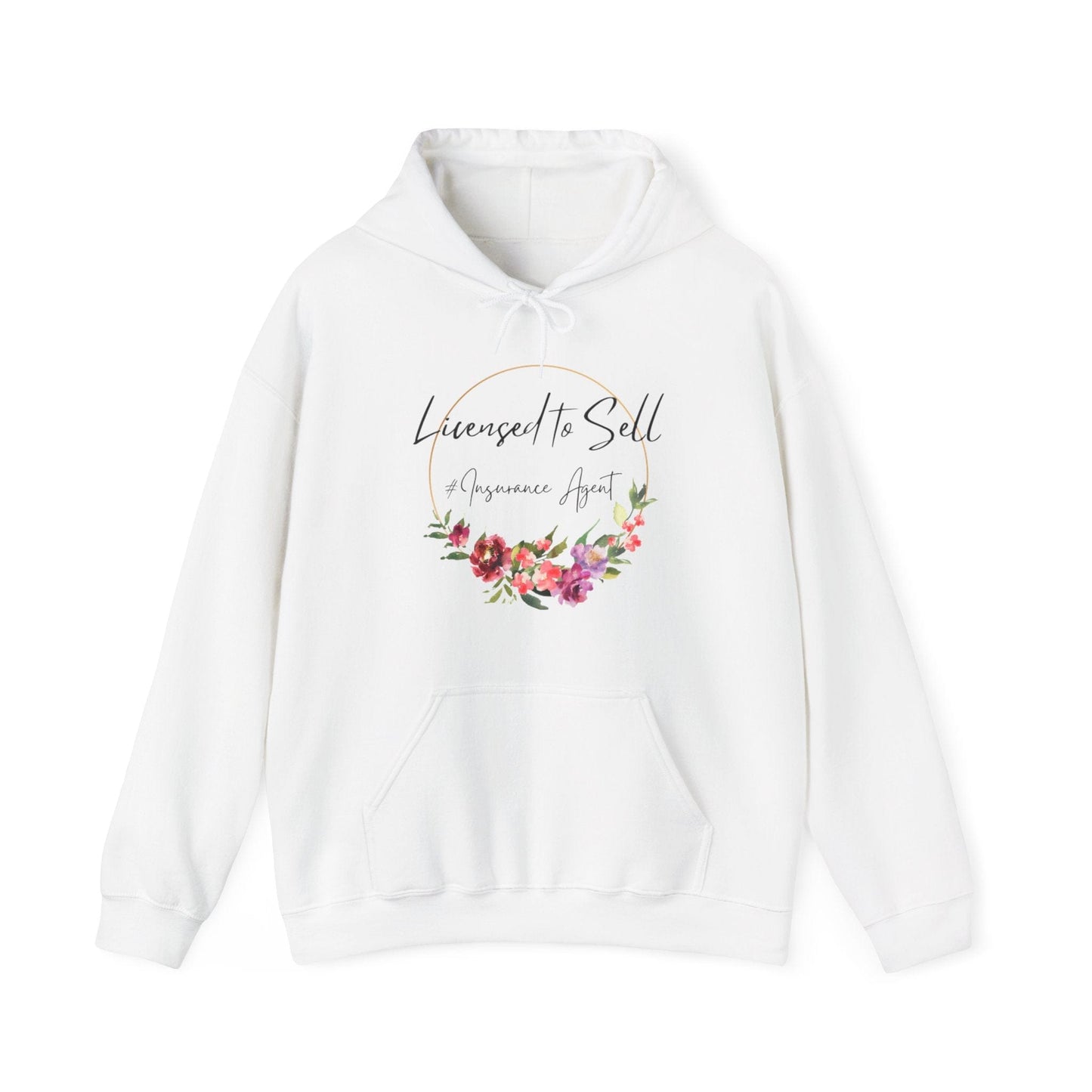 Printify Hoodie White / S Pretty Floral Licensed to Sell Insurance Agent Women's Hooded Sweatshirt