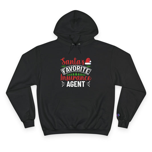 Printify Hoodie Black / S Santas Favorite Insurance Agent Champion Hoodie Holiday Gift
