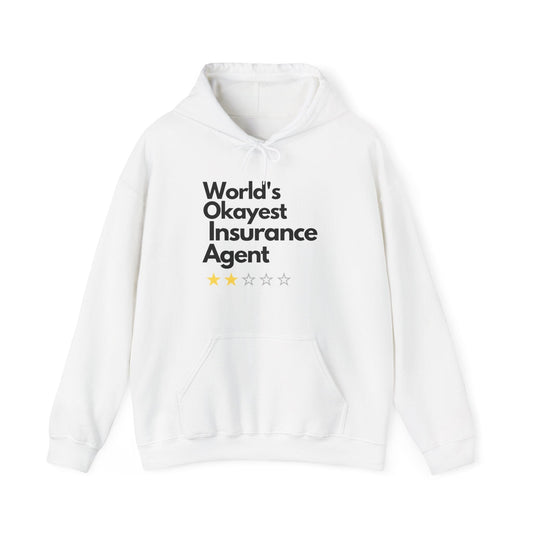 Printify Hoodie White / S World's Okayest Insurance Agent Funny Gift Unisex Heavy Blend Hooded Sweatshirt