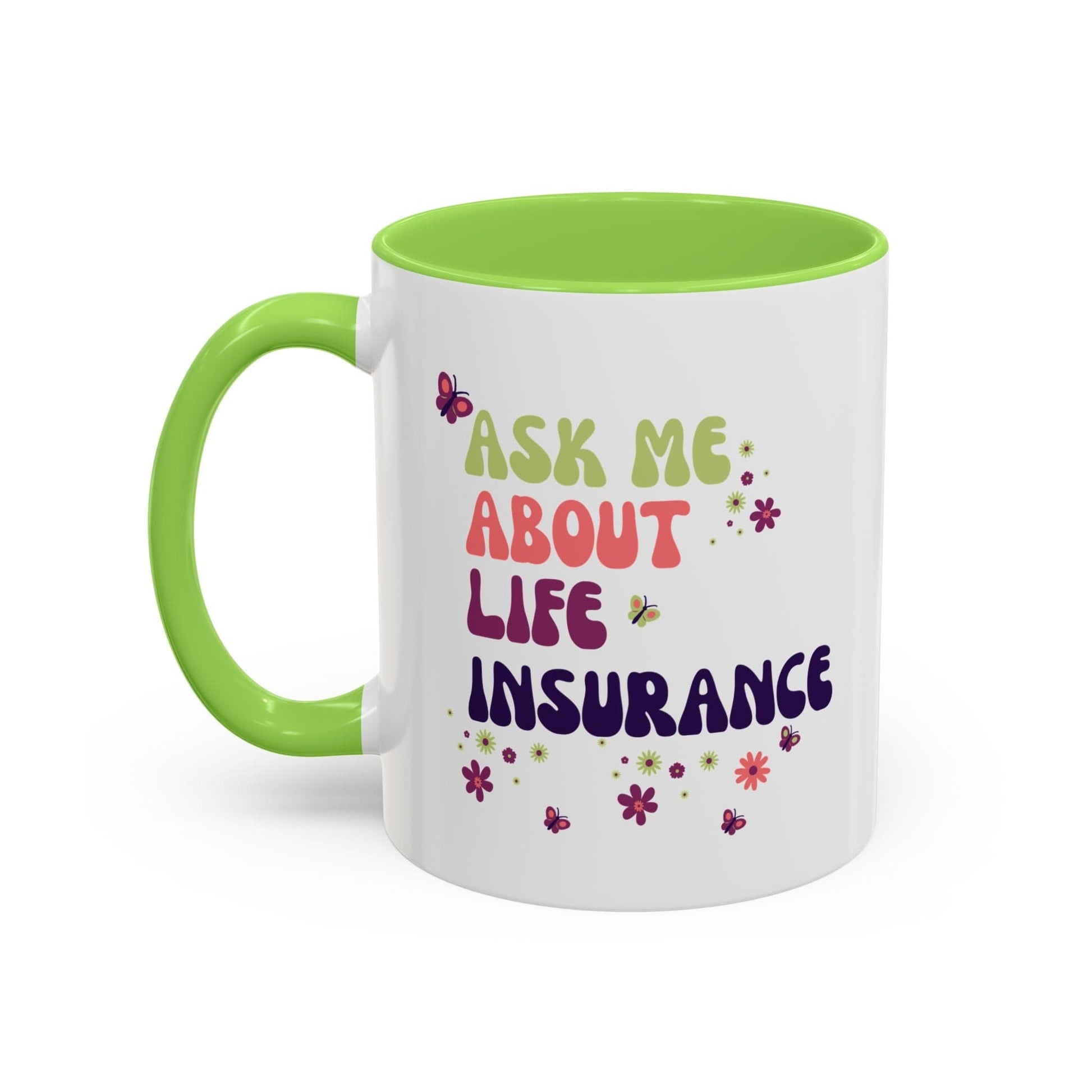 Printify Mug Ask me about Life Insurance Sales Colorful Agent Mug
