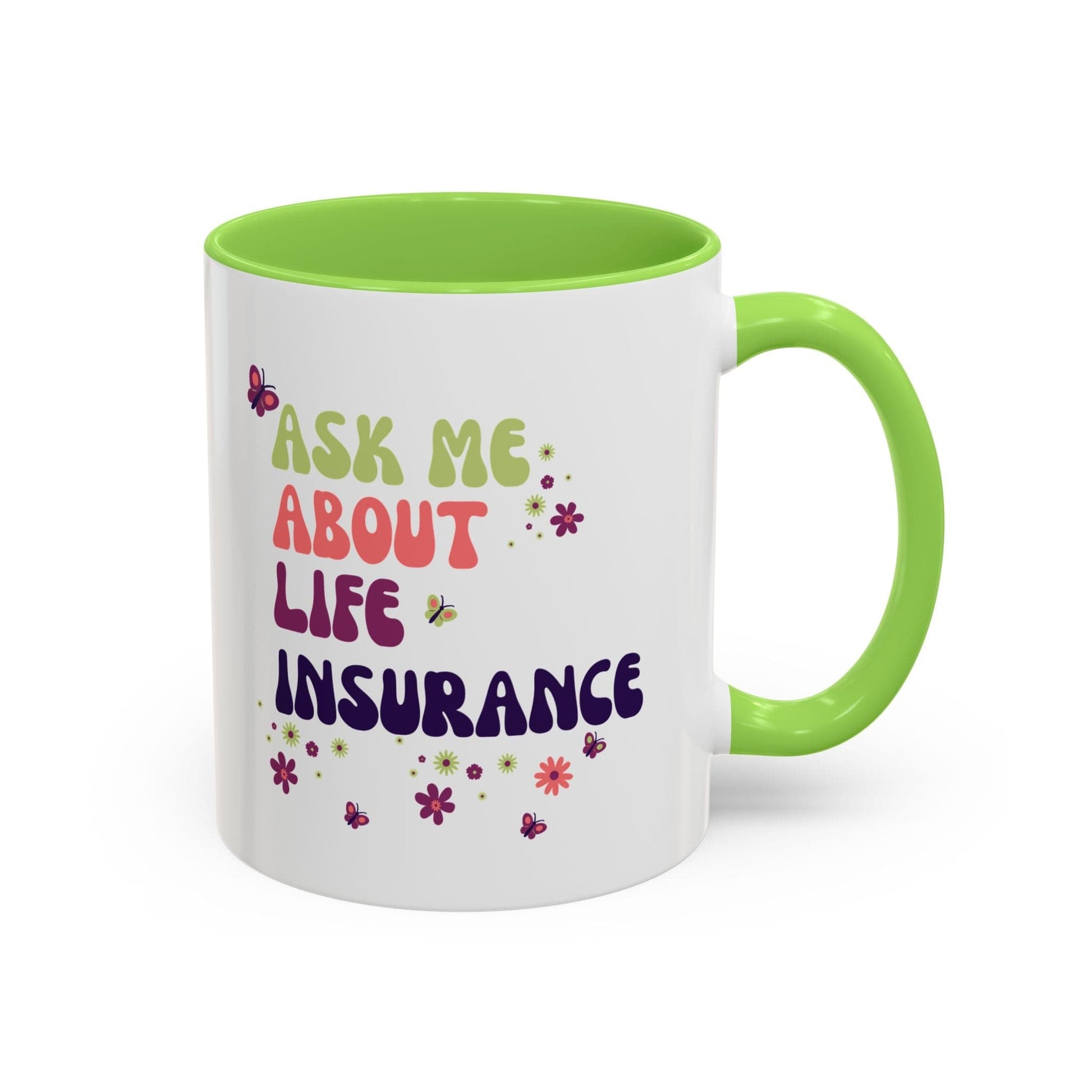 Printify Mug Ask me about Life Insurance Sales Colorful Agent Mug