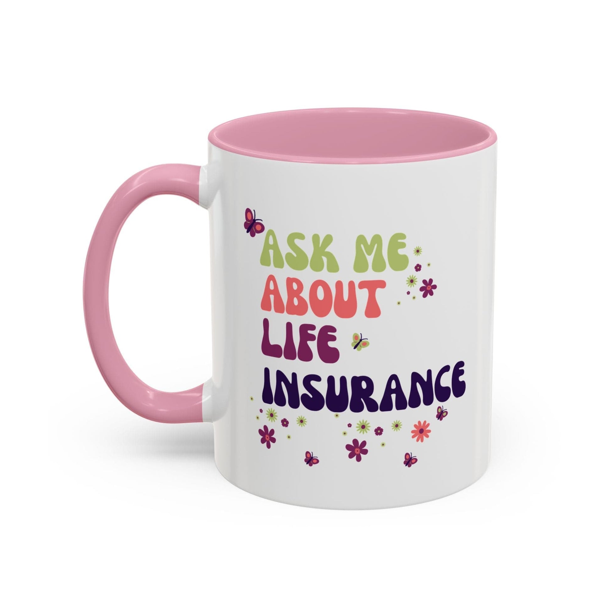 Printify Mug 11oz / Black Ask me about Life Insurance Sales Colorful Agent Mug
