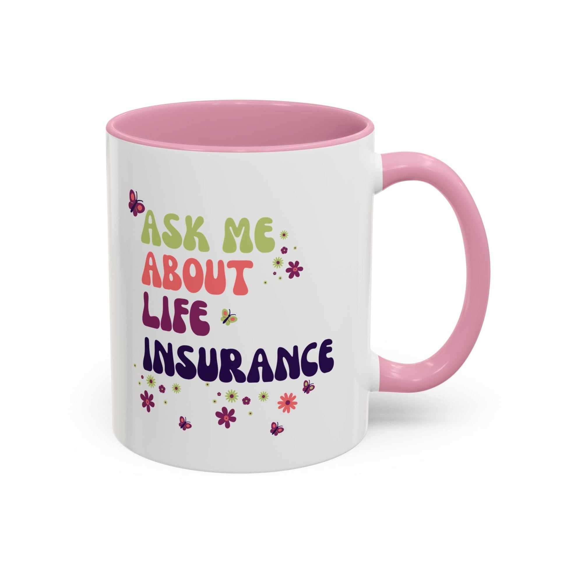 Printify Mug Ask me about Life Insurance Sales Colorful Agent Mug