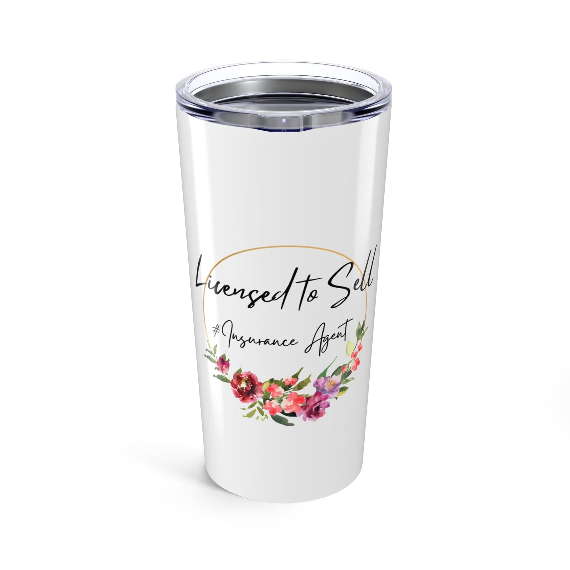 Printify Mug 20oz Floral Design Licensed to Sell Insurance Agent Tumbler 20oz