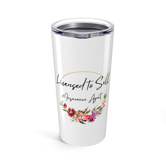Printify Mug 20oz Floral Design Licensed to Sell Insurance Agent Tumbler 20oz