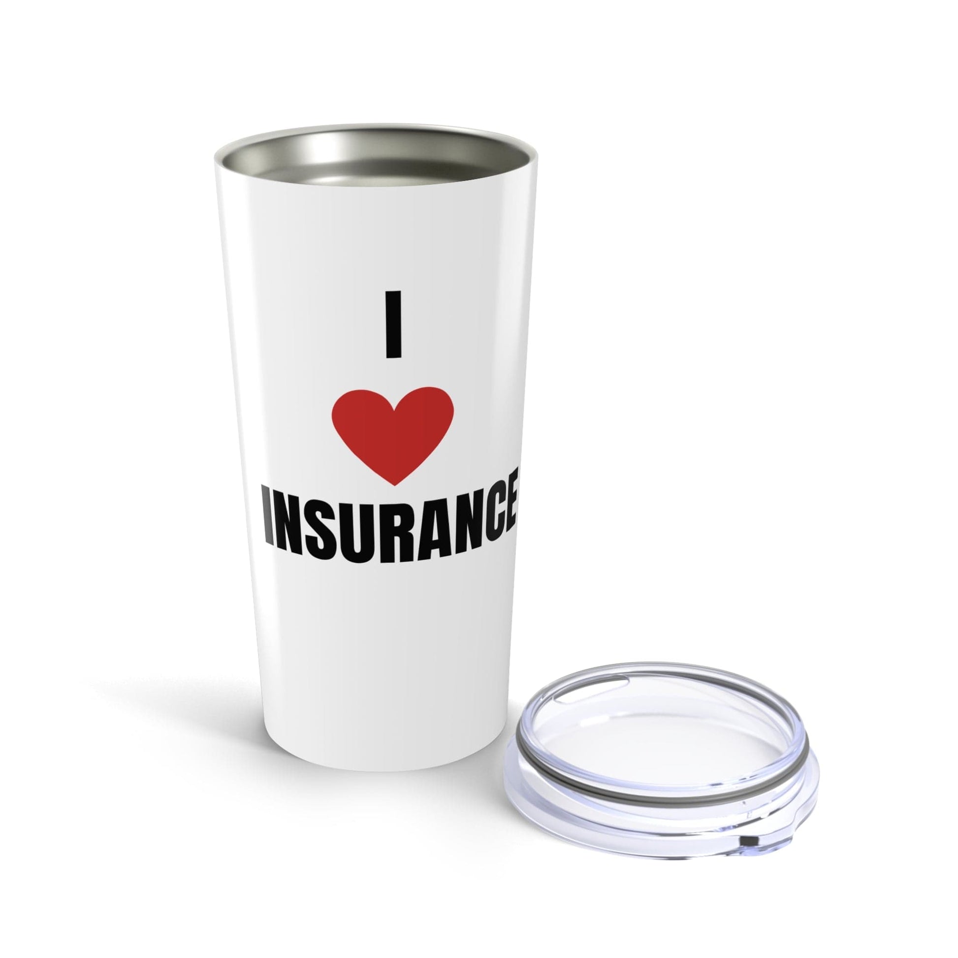 Printify Mug 20oz I love Insurance Tumbler 20oz with lid for insurance agents, adjusters and underwriters