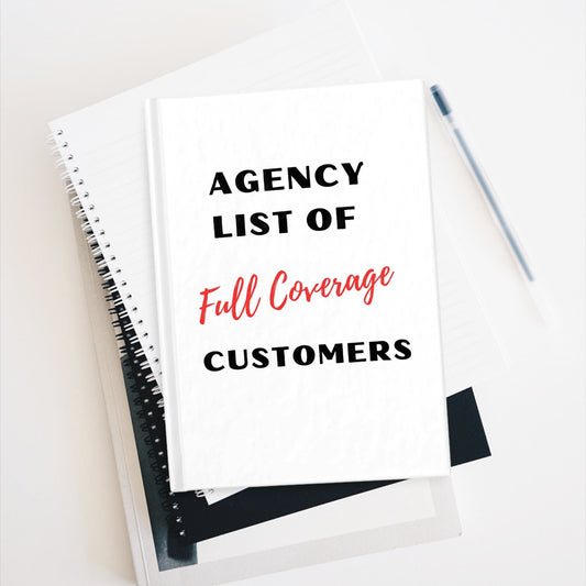 Printify Paper products Journal List of Full Coverage Customers Blank Notebook Funny gag for insurance agents