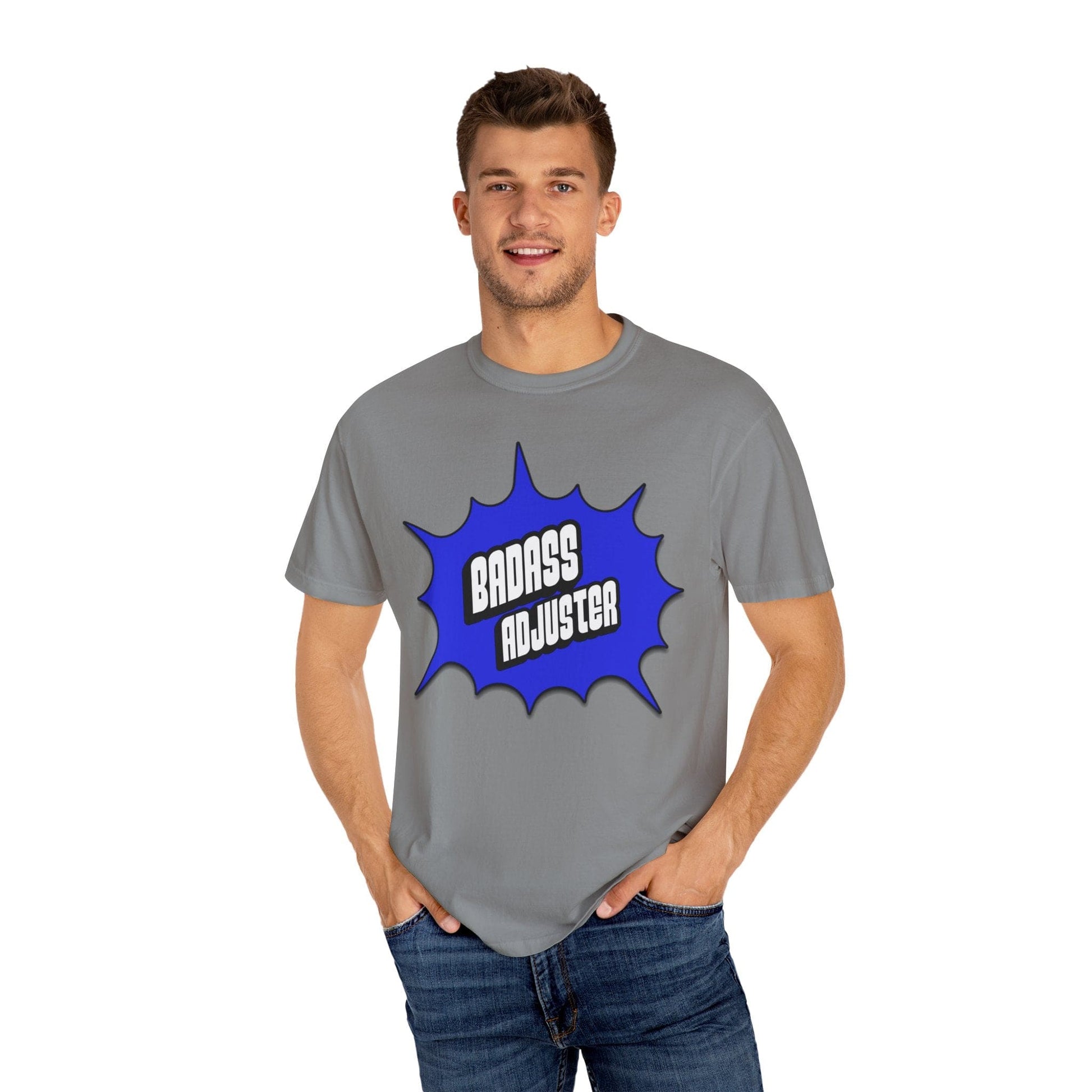 Printify T-Shirt Badass Adjuster Comic Book Style Unisex Garment-Dyed T-Shirt