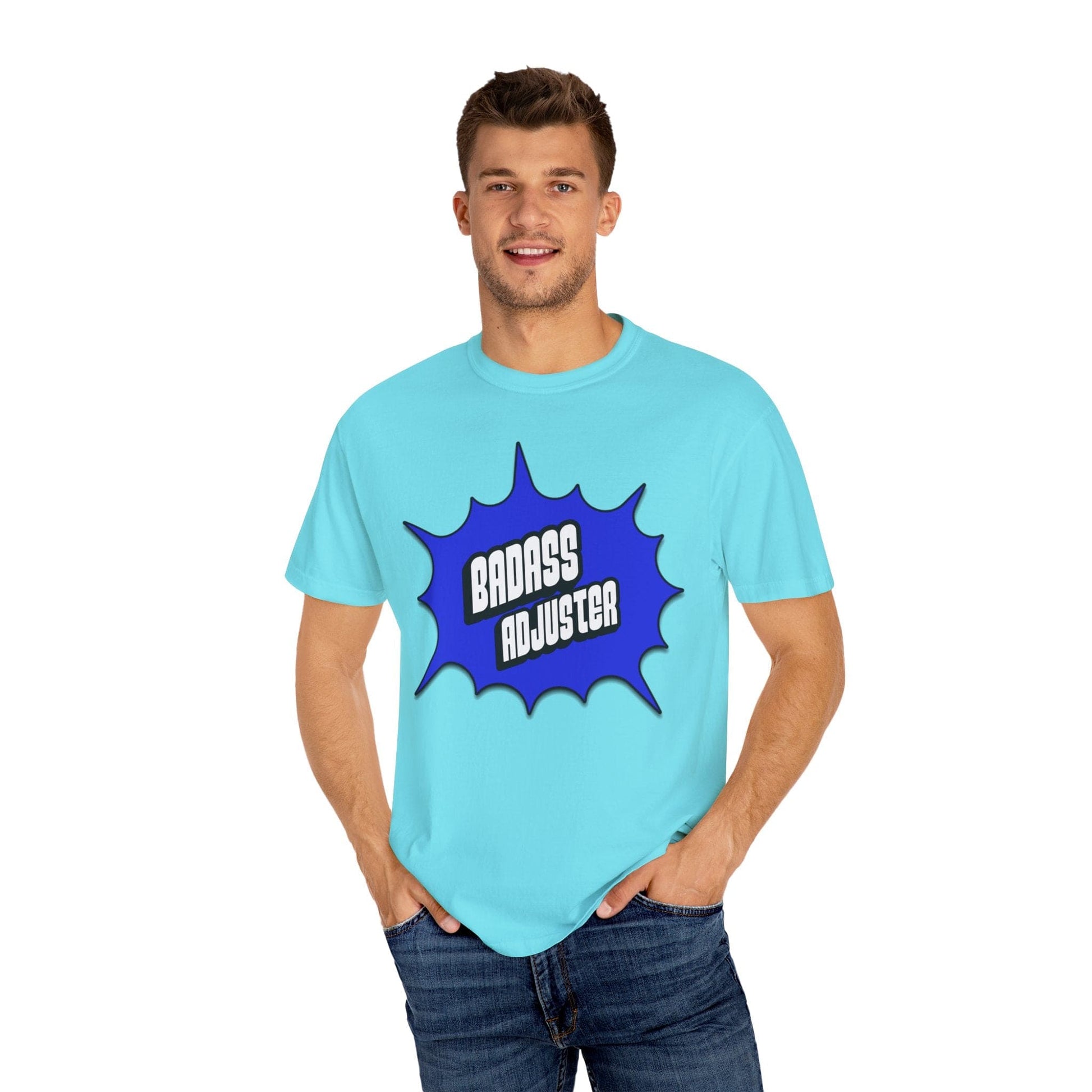 Printify T-Shirt Badass Adjuster Comic Book Style Unisex Garment-Dyed T-Shirt