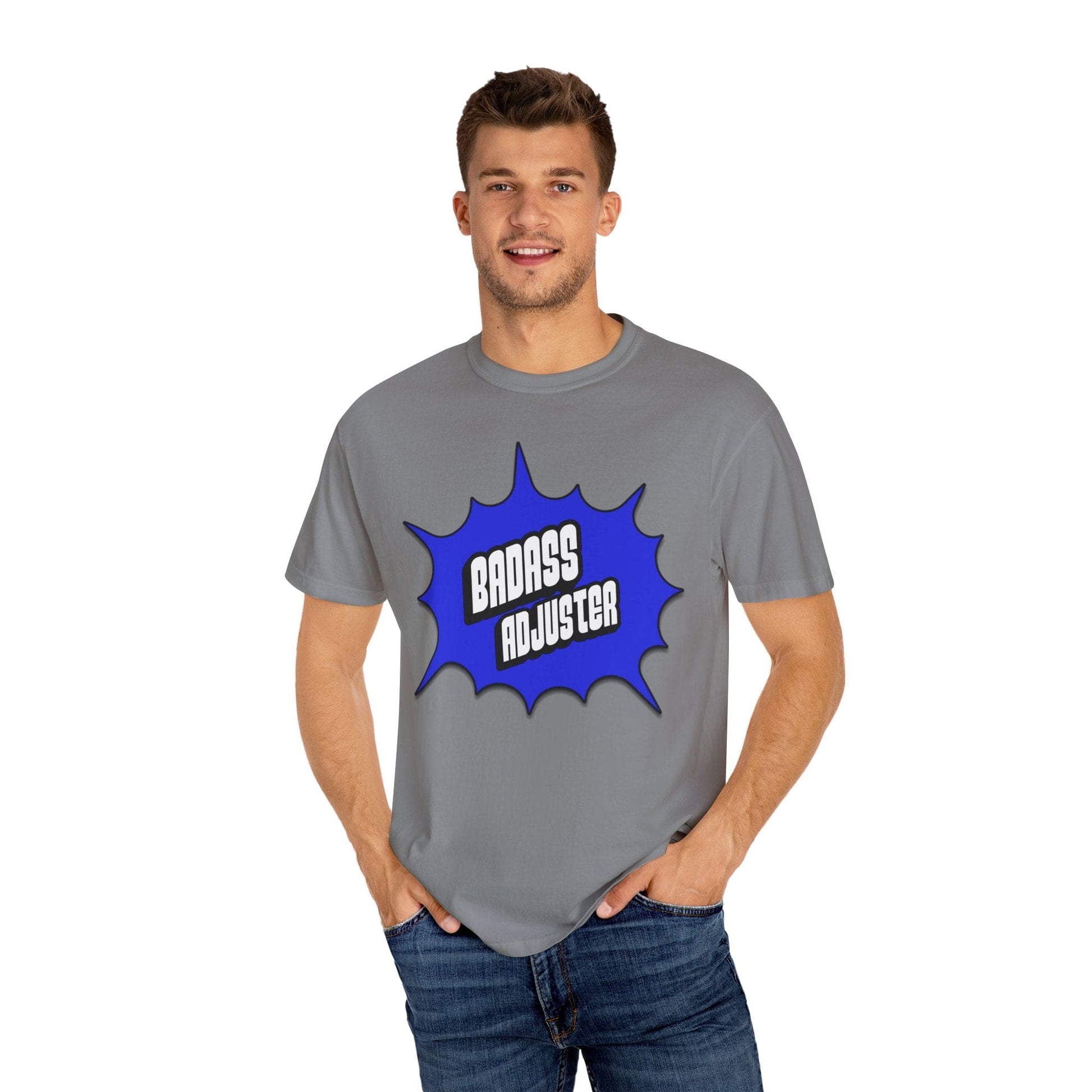 Printify T-Shirt Badass Adjuster Comic Book Style Unisex Garment-Dyed T-Shirt