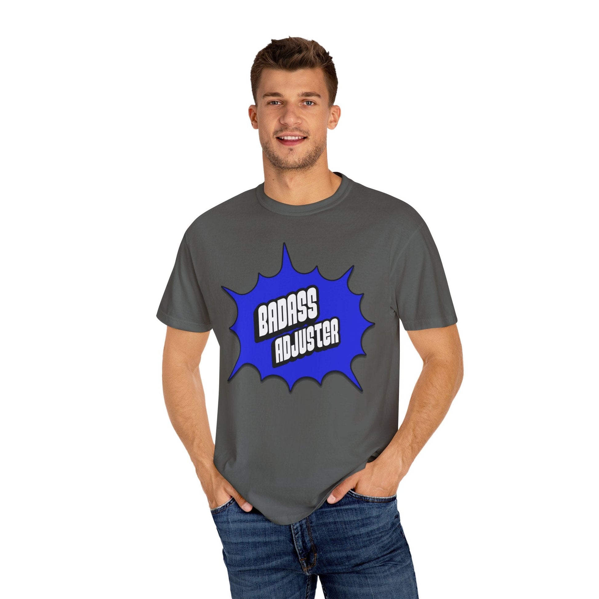 Printify T-Shirt Badass Adjuster Comic Book Style Unisex Garment-Dyed T-Shirt