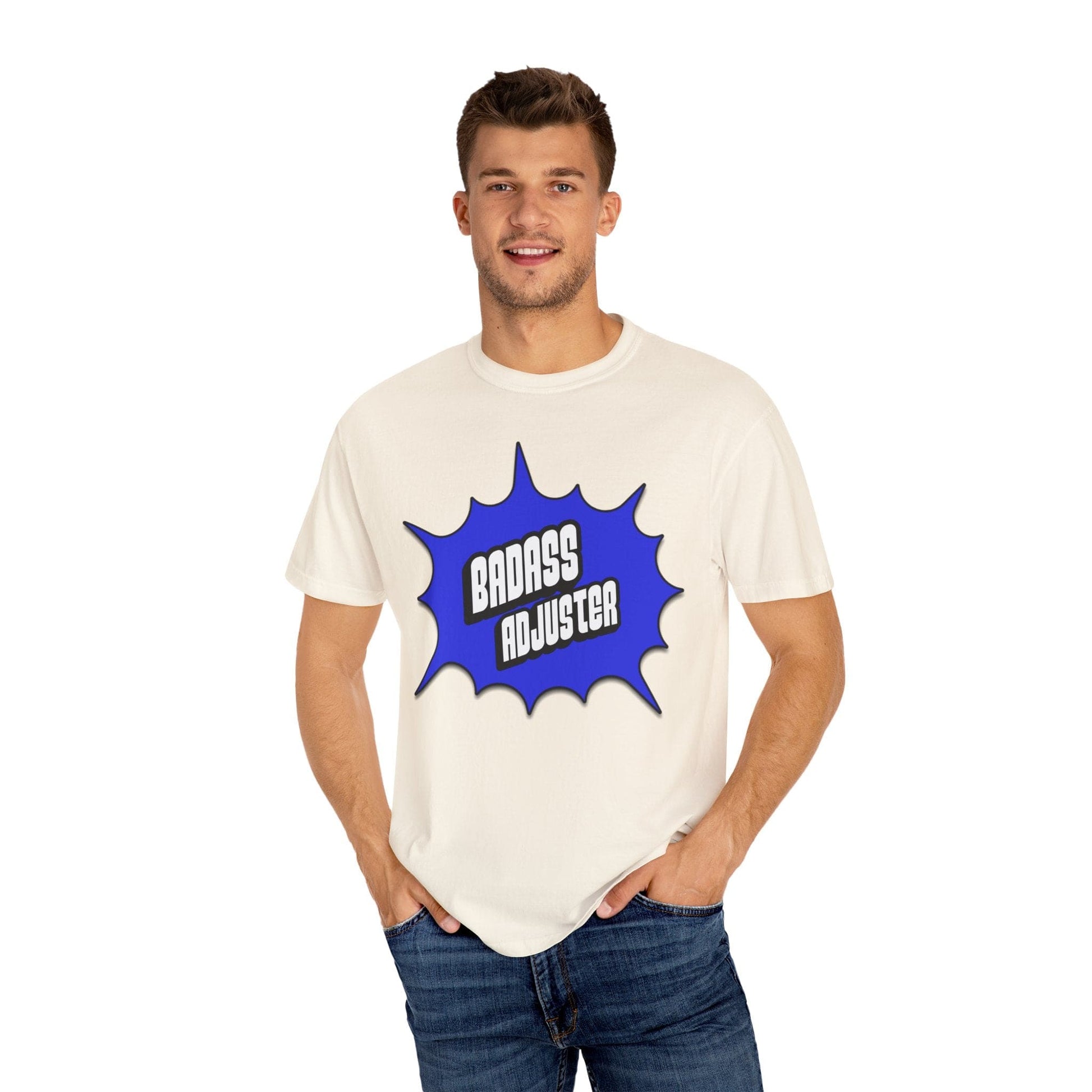 Printify T-Shirt Badass Adjuster Comic Book Style Unisex Garment-Dyed T-Shirt