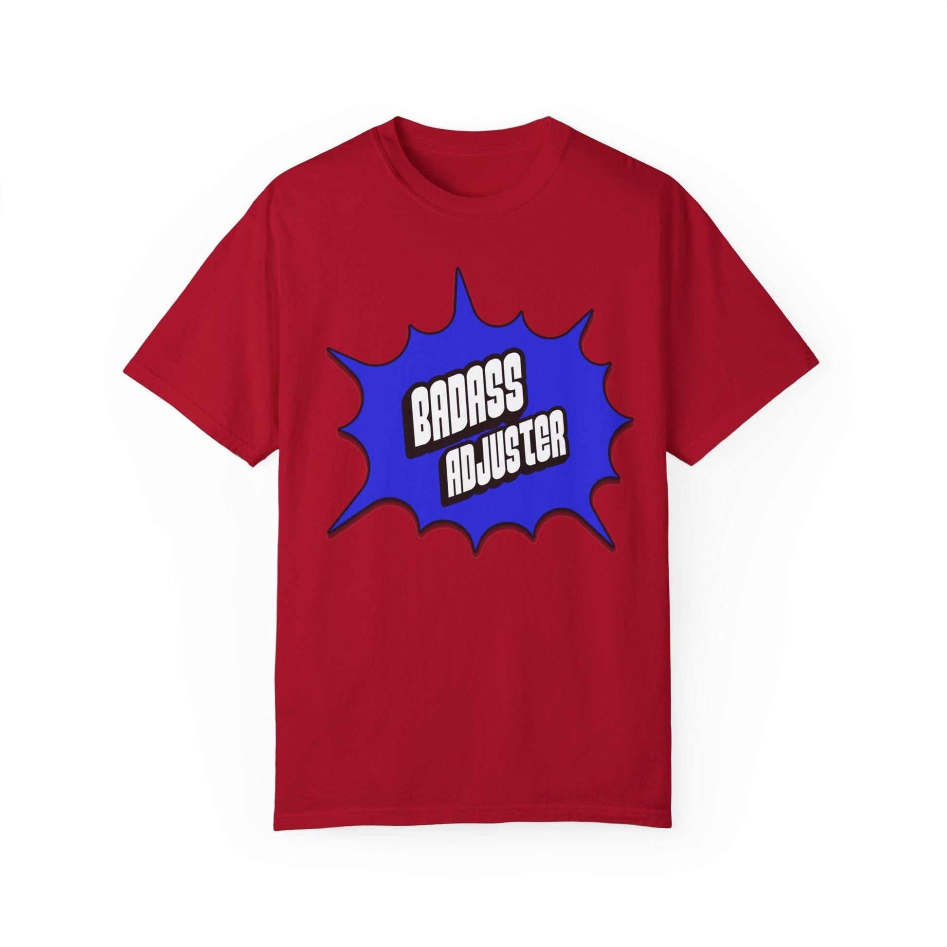 Printify T-Shirt Red / S Badass Adjuster Comic Book Style Unisex Garment-Dyed T-Shirt