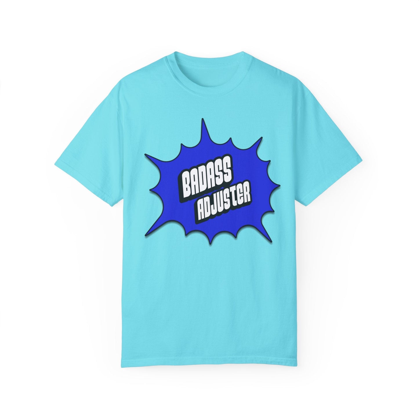 Printify T-Shirt Lagoon Blue / S Badass Adjuster Comic Book Style Unisex Garment-Dyed T-Shirt