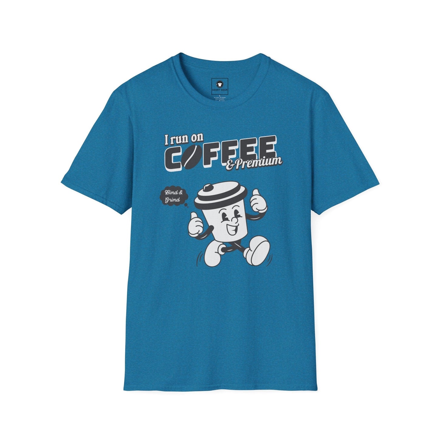 Printify T-Shirt S / Antique Sapphire Insurance agents run on coffee and premium retro vintage t shirt soft heathered