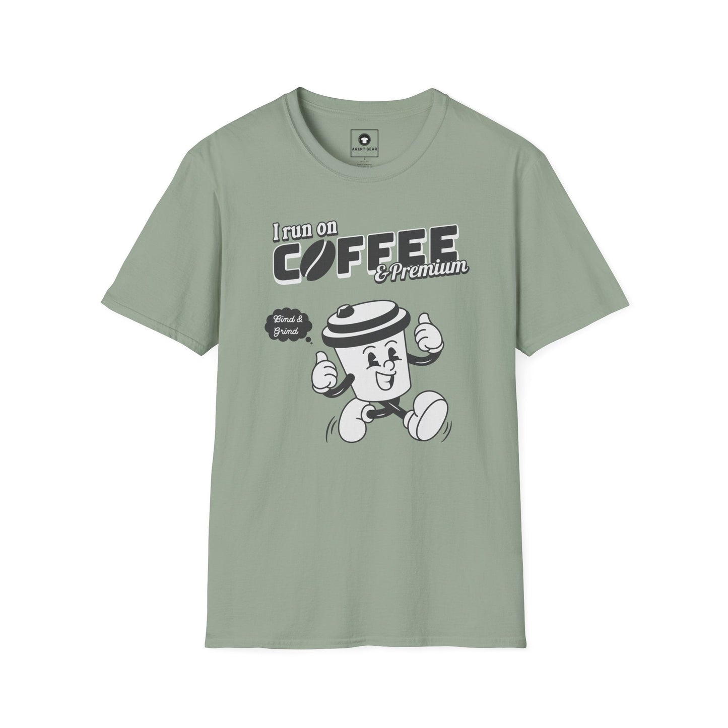 Printify T-Shirt S / Sage Insurance agents run on coffee and premium retro vintage t shirt soft heathered