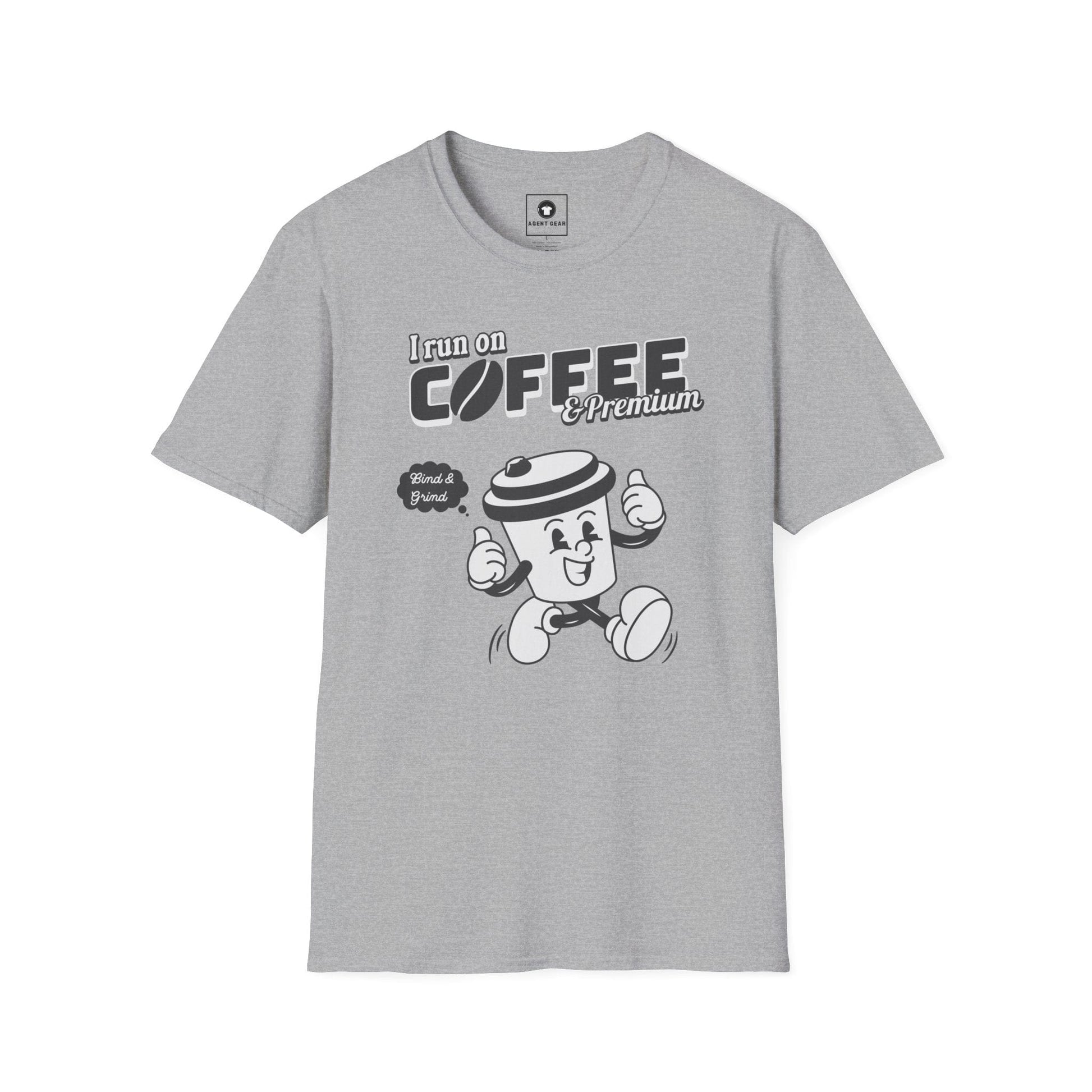 Printify T-Shirt XS / Sport Grey Insurance agents run on coffee and premium retro vintage t shirt soft heathered